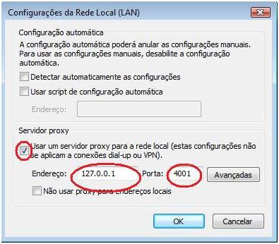 ConfiguraÃ§Ã£o de Proxy no Internet Explorer